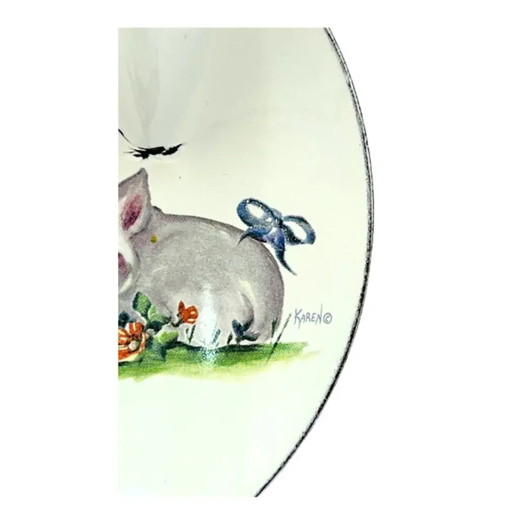 Vintage Daugherty Studios Enameled Spoon Pig Cottagecore Farmhouse Decor